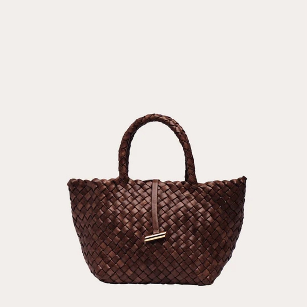 Liffner Mini Leather Basket in Dark Brown